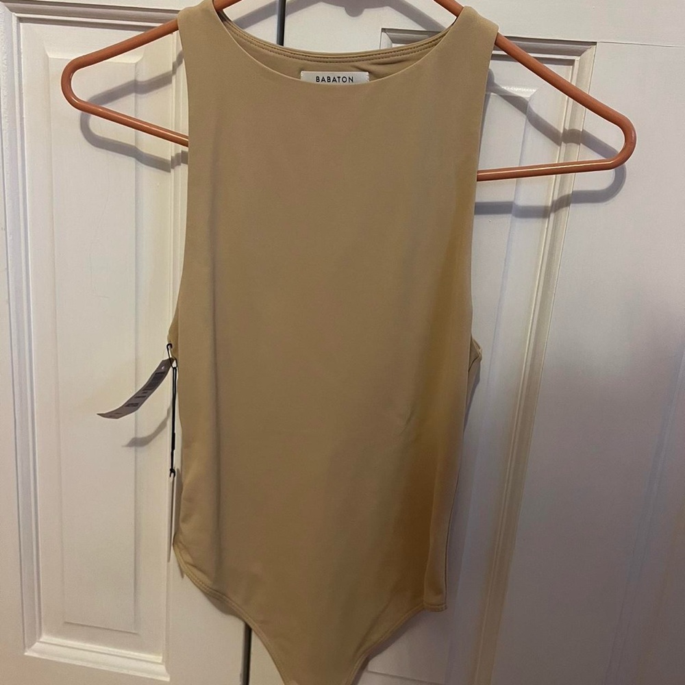 Aritzia Babaton Beige Sleeveless Bodysuit